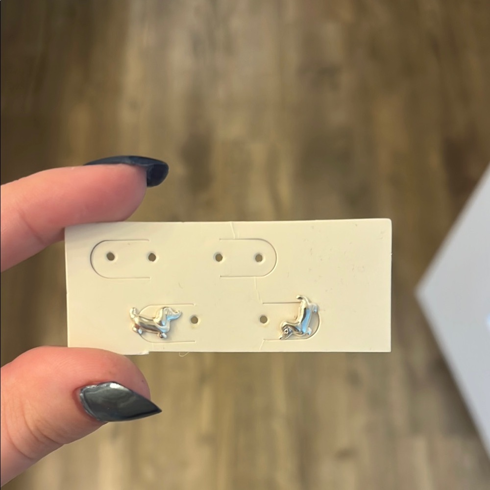 Silver Daschund Earrings
